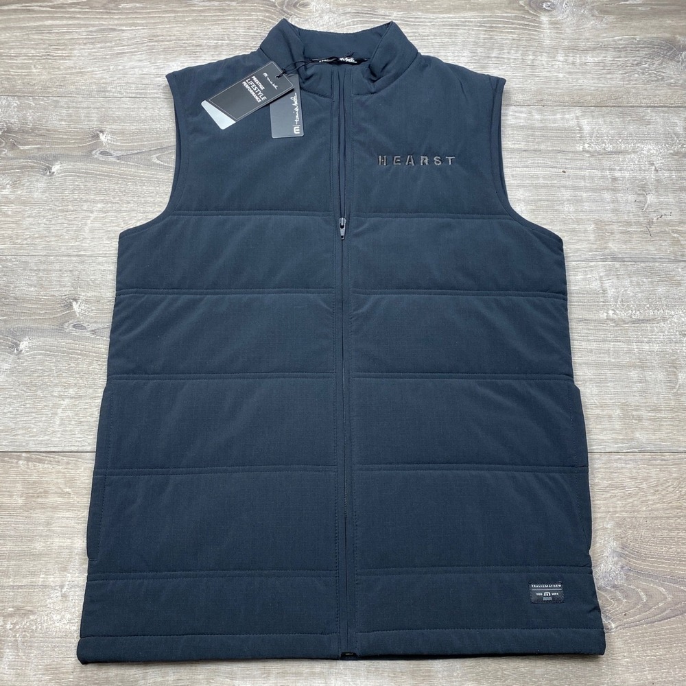 TravisMathew Cold Bay Vest Mens S Black Hearst Quilted Full Zip Golf Outerwear